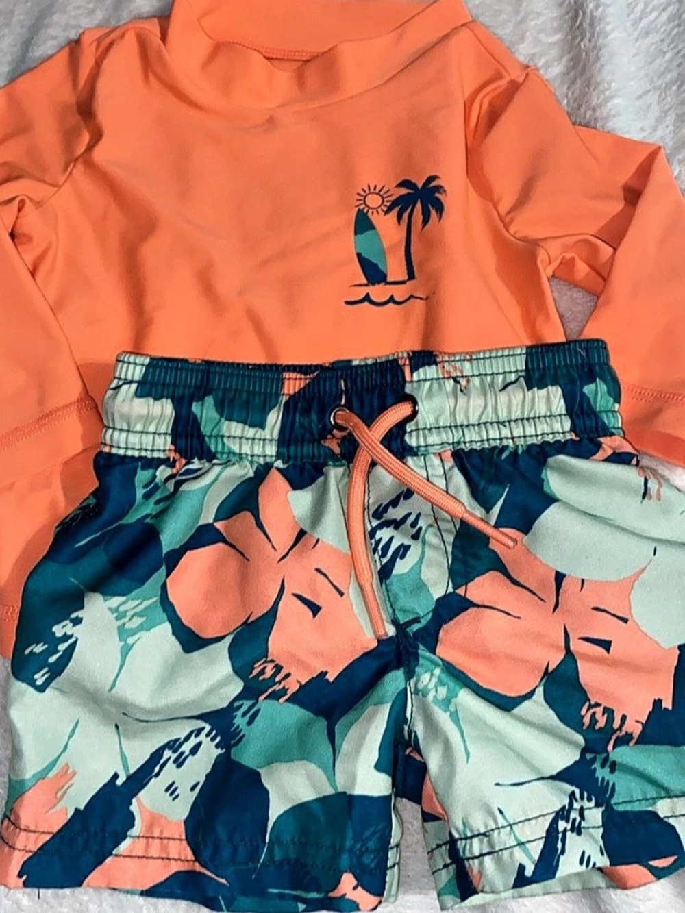 Just One You Two-Piece Swim Set in Orange & Blue Size 6M Like New